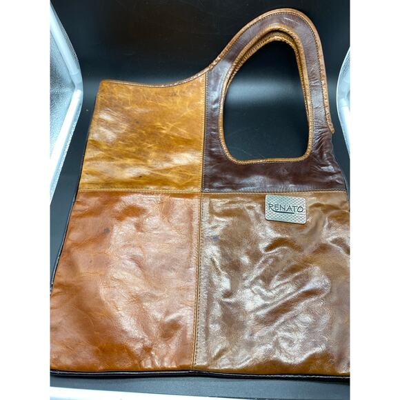 Renato Cueros Women Handbag Color Block ‎ Leather Brown, Tan Mod Hobo - Picture 1 of 7